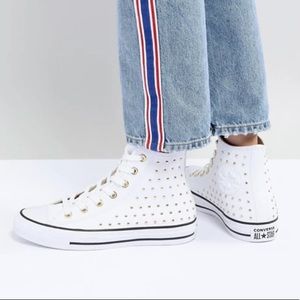 Gold Studded white Converse